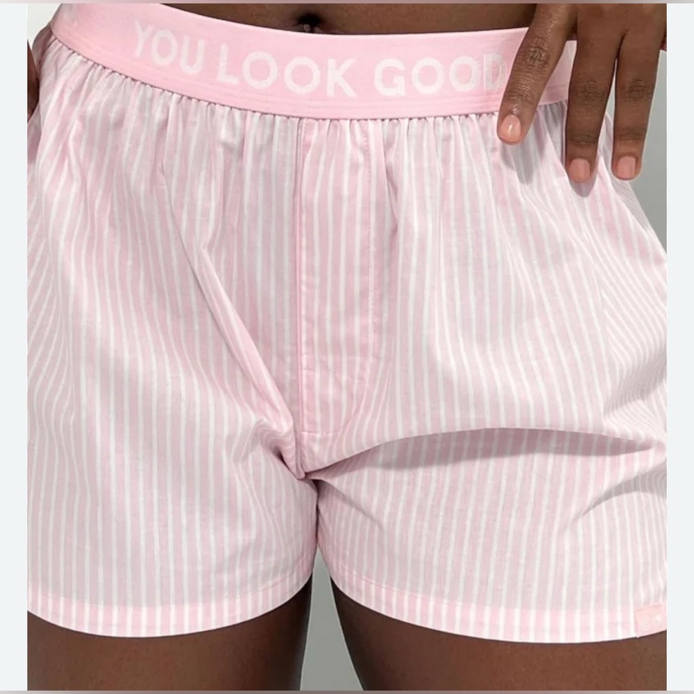 Glossier Pink Striped Women's Boxer Shorts size XL SOLD OUT
